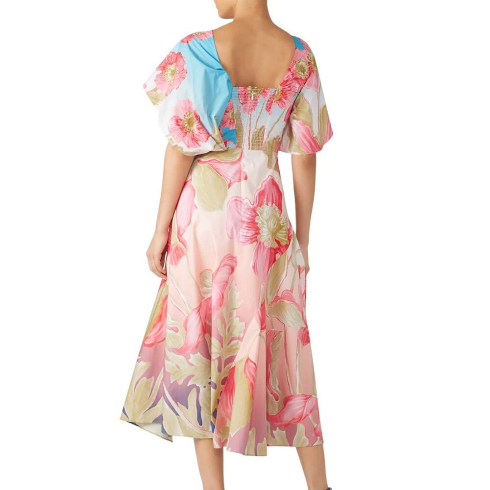 Peter Pilotto Pink Floral Cotton Asymmetric Dress Size 2 - Picture 2 of 6